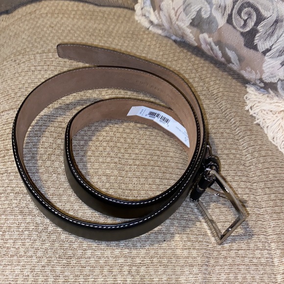 ♣️NWT Cole Haan Black Stitched Genuine Leather Belt - Picture 3 of 14